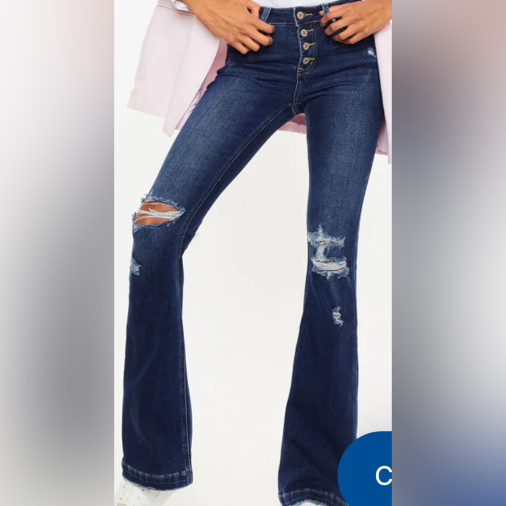 Distressed bootcut jeans